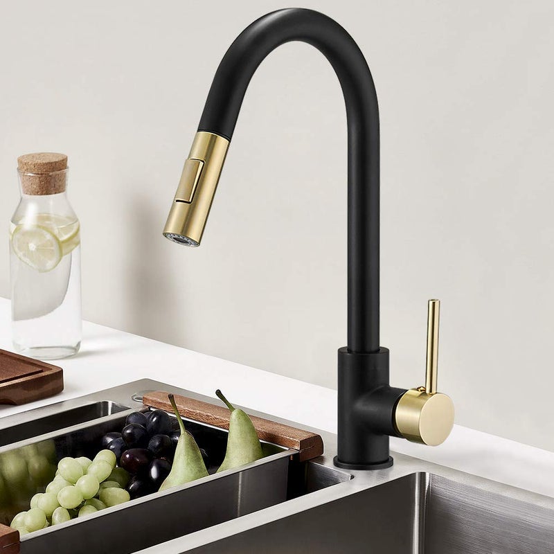 Hoimpro Kitchen Sink Faucet with Pull Out Sprayer, Rv Kitchen Faucet Pull Down Sprayer - Image 2